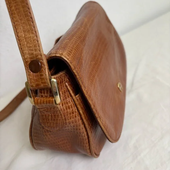 ETIENNE AIGNER vintage croc embossed cognac leather crossbody bag - Picture 6 of 16